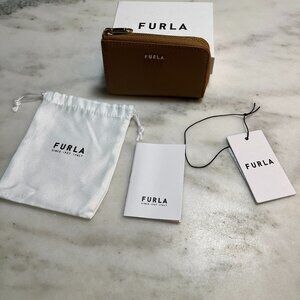 Furla Brown Leather Card Holder and Key Ring